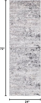 Rugs.com Leipzig Collection Runner Rug – 6 Ft Runner Grey Low-Pile Rug Perfect for Hallways, Entryways