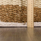 Hauteloom Lunao Farmhouse Living Room Bedroom Moroccan Square Pattern Abstract Area Rug - Soft Shaggy High Low Carpet - High Pile - Bohemian, Boho - Gray, Brown, Beige, Cream - 7'10" x 10'