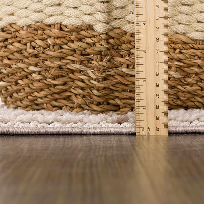 Hauteloom Lunao Living Room, Bedroom Area Rug - Geometric, Solid & Striped - Charcoal, Cream, Beige - 2'7" x 4'