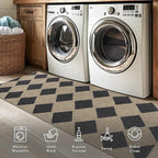Checkered Easy Jute Entryway Rug 2x3 Indoor Outdoor Front Door Mat Washable Non Slip Farmhouse Neutral Low Pile Small Rug for Entryway Proch Kitchen