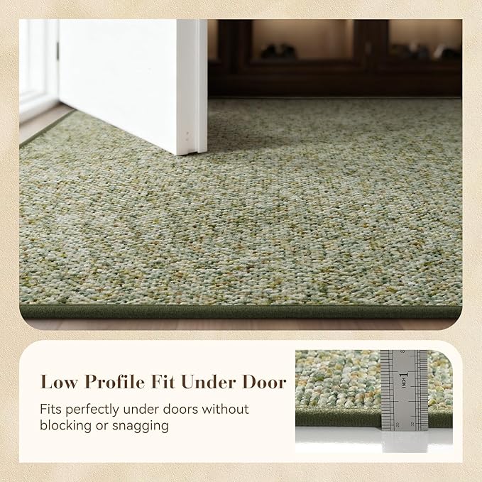 MontVoo Door Mat Indoor Entrance Doormat, Absorbent Durable Rubber Non Slip Front Door Mat for Inside Entry Entryway Dirt Trapper Welcome Mat, Green 24''x36''