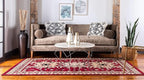 Unique Loom Taftan Collection Border Geometric Tribal Inspired Design Area Rug, 5 ft x 8 ft, Red/Gold