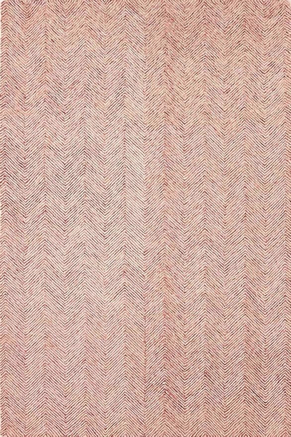 Modern Herringbone Chevron Collection Handcrafted Wool Area Rug - Durable, Zigzag Pattern, for High Traffic, Contemporary Design for Living Room, Bedroom, Dining Room Decor (Blush Pink, 9' x 11')