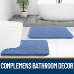 OLANLY Bathroom Rugs 30x20, Extra Soft Absorbent Chenille Bath Rugs, Rubber Backing Quick Dry, Machine Washable Bath Mats for Bathroom Floor, Tub and Shower, Home Decor Accessories, Cornflower Blue