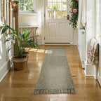 Collive Washable Runner Rugs for Hallways, 2' x 5' Natural/Green Entryway Runner Rug Soft Hand-Woven Contemporary Modern Laundry Room Indoor Carpet for Bathroom Bedroom Kitchen Front Door