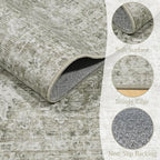 6x9 Washable Rug Vintage Fade Resistant Boho Distressed Non-Slip Indoor Large Carpet Low Pile Lightweight & High-Traffic Safe for Bedroom, Dorm, Playroom - Farmhouse Decor