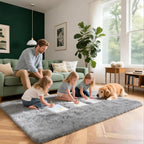 3x5 Solid Fluffy Grey Area Rug – Washable, Durable, Living Room Rug, Non-Slip High Pile Shag Rugs for Bedroom, Living Room, Bedside, Dorms, Nursery Rooms, Kids Room, Soft Indoor Floor Carpet