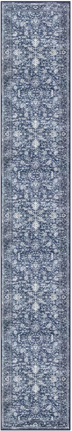 KILOCOCO Runner for Hallway 3x16 Runner Rug Printed Vintage Floral Washable Rug Kitchen Runners Soft Non-Slip Low Pile Hallway Runners Laundry Room Distressed Boho Rugs, Blue