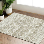 jinchan Moroccan 2x3 Rug for Entryway - Machine Washable Rug Modern Geometric Kitchen Soft Faux Wool Non-Slip Indoor Doormat Ultra-Thin Carpet for Entrance Bathroom Bedroom Living Room (2x3ft, Taupe)