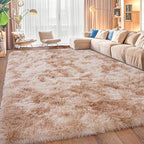Upgrade Non-Slip Plush Rugs for Living Room, Soft Shaggy Carpets for Living Room, Fuzzy Rugs for Kids' Room, Perfect Decor for Modern Home Tie Dye Beige 6x9Feet