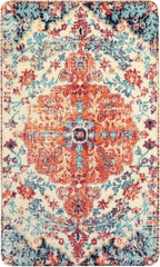 Lahome Bohemian Floral Medallion Area Rug - 2x3 Oriental Distressed Small Bath Rug Country Vintage Doormat Faux Wool Non-Slip Washable Low-Pile Carpet for Bathroom Kitchen Laundry Room Decor