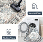 Area Rug 8×10, Large Vintage Boho Rug,Ultra-Soft Low Pile, Washable, Non Slip,Stain Resistant, Printed Carpet for Living Room Bedrooms Playroom Office Kitchen, Blue/Navy