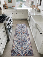 Lahome Runner Rugs for Hallway 2'8"x8', Kitchen Runner Rugs Non Skid Washable, Bohemian Non Shedding Low Pile Printed Indoor Throw Carpet Runners for Entryway Bathroom Laundry, Blue Purple/Multi