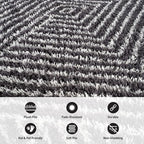 Rugshop Geometric Diamond Stripe Shag Area Rug Anthracite Dark Gray 2' x 3' Ideal for Entryways, Kitchens, or Small Spaces