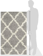 SAFAVIEH Dallas Shag Collection Accent Rug - 3' x 5', Grey & Ivory, Trellis Design, Non-Shedding & Easy Care, 1.5-inch Thick Ideal for High Traffic Areas in Entryway, Living Room, Bedroom (SGD257G)