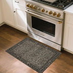 Small Rug 2x3 for Entryway: Boho Floral Door Mat Indoor Entrance Washable - Non-Slip Low Pile Thin Carpet Rugs for Kitchen Bathroom Front Door Laundry - Dark Brown