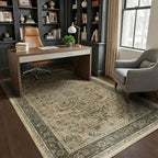 Medallione 6x8 Area Rugs for Living Room, Low Pile Thin Washable Non Slip Rugs for Bedroom Dining Room, Vintage Distressed Carpet for Home Office Guest Room, Multi Brown/Olive Accents