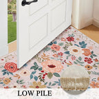 DUKINO 2x3 Rugs for Entryway, Floral Indoor Washable Door Mat, Non Slip Boho Small Rug for Kitchen, Soft Low Pile Front Door Throw Rug for Entrance, Bedroom, Kitchen, Laundry, Bathroom, Beige