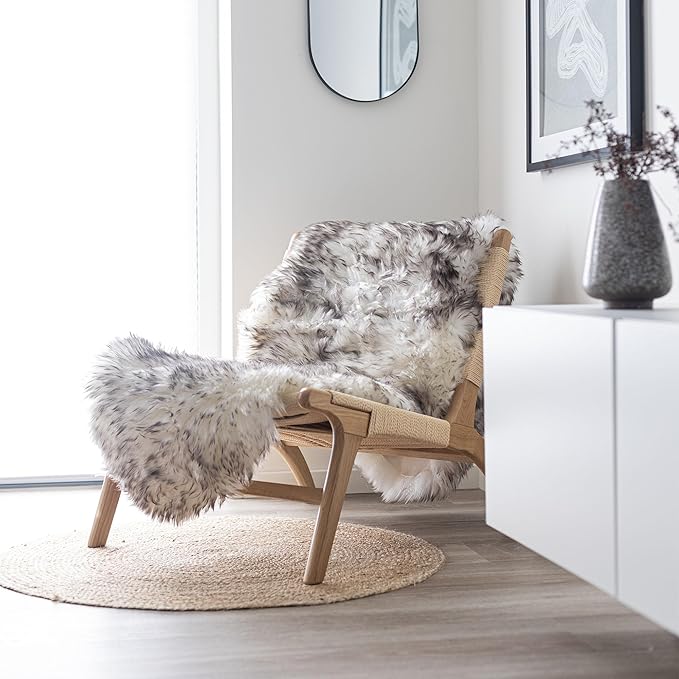 Real Sheepskin Rug 2x6 ft | Sheepskin Rugs for Living Room and Sofa | Bedside Rugs for Bedrooms | Large Fluffy Rug is Breathable & Heat-regulating in Color Snow Peak