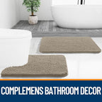 OLANLY Bathroom Rugs 36x24, Extra Soft Absorbent Chenille Bath Rugs, Rubber Backing Quick Dry, Machine Washable Bath Mats for Bathroom Floor, Tub and Shower, Home Decor Accessories, Warm Taupe