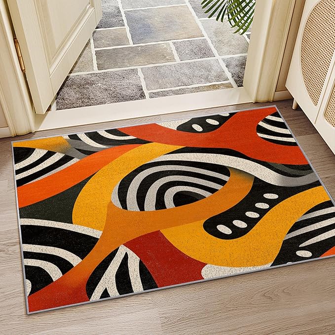 Abstract Rug - 8x10 Rug,Retro Pop Art Colorful Area Rugs,Hippie Aesthetic Funky Non Slip Shed Resistant Extra Large Carpets Home Decor #C104