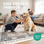 zesthome 9x12 Area Rugs for Living Room,Non-Slip Backing Washable Rugs,Vintage Large Area Rug，Stain Resistant Home Decor Rug (Multi,9'x12')