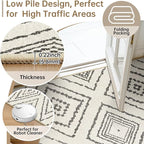 Area Rug 2x8 Rug Machine Washable Non-Slip Low Pile Print Pattern Western Rug for Living Room Bedroom Entryway Tribal Series -Navywhite/Black