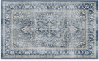 RUGGABLE Washable Area Rug – Kamran Admiral Blue 3x5, Stain-Resistant, Non-Slip – Small Machine Washable Rugs for Living Room, Bedroom, Hallway, Entryway & Office–with Standard Pad