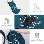 Smiry Dog Door Mat for Muddy Paws, Absorbent Dirt Trapper Non Slip Quick Dry Washable Chenille Mat for Mud Dogs, Entry Rug for Indoor and Outdoor (36x24 Inches, Atlantic Blue and White)