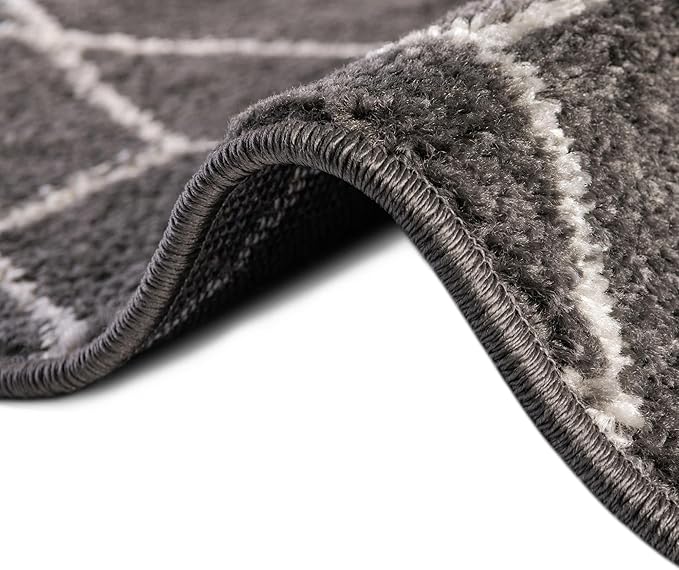 Unique Loom Trellis Frieze Collection Area Rug - Geometric (8' x 11', Dark Gray/ Ivory)