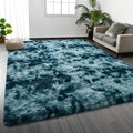 Shag Area Rug, 4 X 6 Tie-Dyed Plush Fuzzy Rugs for Living Room, Ultra Soft Fluffy Furry Rug for Bedroom, Indoor Carpet Nursery Rugs for Kids Room Home Decor, Peacock Blue