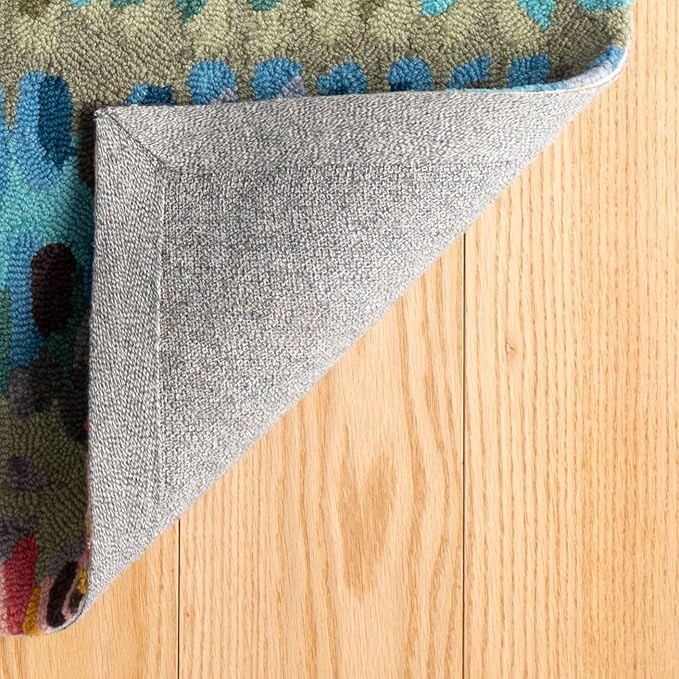 Dash and Albert Paint Chip Wool Area Rug - 2.5' x 8' Runner Multicolor Graphic Hand Micro Hooked Accent Rug - Durable, High Traffic Hallway, Living Room, Stairs