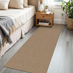 Braided Runner Rug 2x6 Ft Washable Runners for Hallways Non Slip Kitchen Runner Rug Cotton Entryway Runner Indoor, Woven Floor Carpet for Hall Kitchen Bedroom, Orange/Tan/Brown