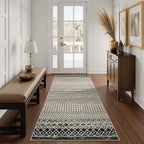 Moroccan Rug Runners for Hallways, 2x5 Ultra Soft Non-Slip Washable Rugs for Bedroom, Low Pile Distressed Black Rug Carpet Runner for Entryway Kitchen Bedroom Laundry Room