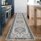 KOZYFLY Runners for Hallways 2x12 Ft Extra Long Washable Kitchen Runner Rug Boho Entryway Rug for Hallways Indoor Printed Faux Wool Stair Runner Carpet for Stairs Kitchen Hall, Black/Taupe/Beige