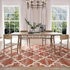 Area Rug 6x9, Moroccan Trellis Print Carpet, Machine Washable Non-Slip Rugs for Living Room, Bedroom, Dining Room & Entryway, Red