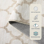 Lahome Moroccan Round Rugs - 4x4 Washable Non-Slip Small Round Area Rug Throw Soft Circle Rugs for Bedroom, Modern Print Indoor Round Carpet for Entryway Sofa Nursery Living Room (Beige, 4Ft-Round)