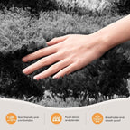 Zentavio Area Rugs for Living Room Large Rugs for Bedroom 5x8 Carpet Fluffy Fuzzy Soft Shag Aesthetic Plush High Pile Throw Rug for Nursery Kids Room Dorm Vertical Stripes Black White