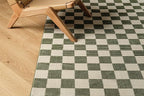Revival Rugs Gambit 5'3"x8' Checkered Rug Washable Area Rug for Living Room Bedroom - 100% Recycled Oeko-TEX Certified, Medium Pile, Green, Beige