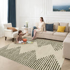 HelloTree Area Rug for Living Room 8x10 Washable Geometric Moroccan Rug Stripe Farmhouse Bohemian Minimalistic Non Slip Non Shedding Ultra Thin Soft Rug for Bedroom Office DiningRoom Nursery-Cream