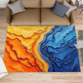 Navy Blue Rugs for Bedroom - 5x6 Area Rug - Abstract Blue Orange Rugs for Living Room, Modern Simple Art Rug, Washable Home Decor Carpet