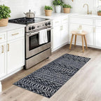KUTA Boho Vintage Hallway Runners 2x5 ft Black Moroccan Washable Runner Rug Non-Slip Kitchen Rug Ultra Soft Distressed Geometric Floor Carpet for Bedroom Laundry Living Room