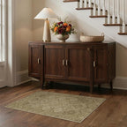 Bavni 3x5 Area Rugs for Living Room, Machine Washable Rug Non Slip, Vintage Chenille Distressed Print Carpet, Large Low Pile Ultra-Thin Lightweight Rugs for Bedroom, Dining Room, Office, Nut Brown