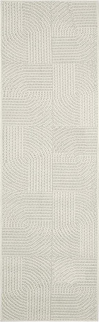 Nourison Home Textured Home Ivory 2'3" x 7'6" Area Rug - Easy Clean, Non Shedding, Bed Room, Living Room, Dining Room, Kitchen (8' Runner)