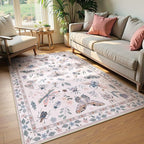 Lahome Insect Washable Small Area Rug, 3x5 Area Rugs for Bedroom Living Room, Non-Slip Soft Accent Throw Carpet for Kitchen Office Entryway Bathroom Office, Pink