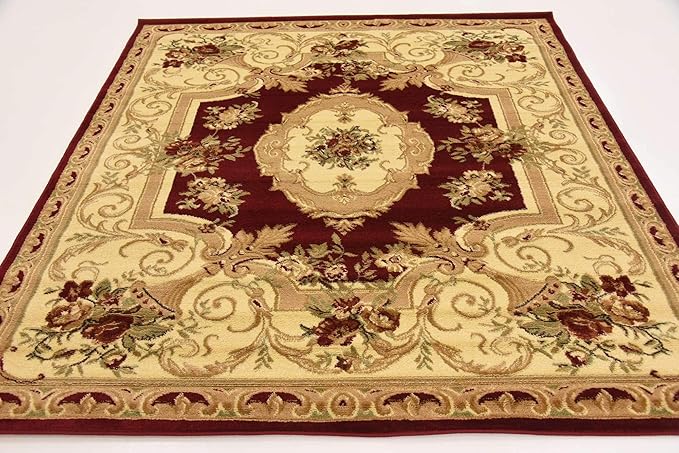 Unique Loom Versailles Collection Area Rug - Henry (6' 1" Square Red/Brown)
