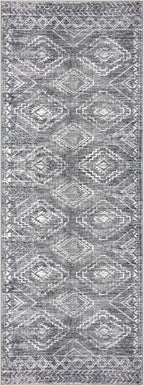 KILOCOCO Hallway Runner Rug 3'x8' Runners for Hallways Washable Runner Rug Non Slip Rubber Backed Low-Pile Runners for Bedroom Kitchen Living Room Laundry Room Boho Rugs, Grey