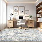 5x8 Area Rug Washable Rugs: Large Abstract Modern Soft Stain Resistant Indoor Floor Non-Slip Accent Carpet for Living Room Bedroom Nursery Playroom Dining Room Office Dorm Home House- Light Blue
