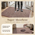 MontVoo Door Mat Indoor Entrance Doormat, Absorbent Durable Rubber Non Slip Front Door Mat for Inside Entry Entryway Dirt Trapper Welcome Mat, Red 24''x36''