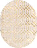 Unique Loom Glam Collection Area Rug - Trellis (7' 10" x 10' Oval, White Gold/ Gold)
